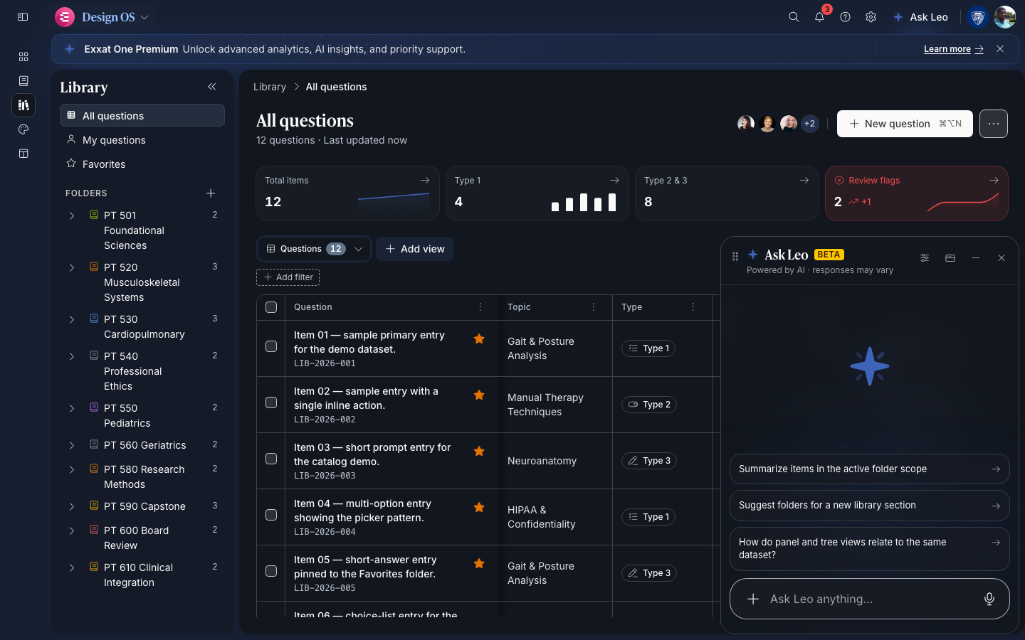 Ask Leo floating window over Library (dark mode)
