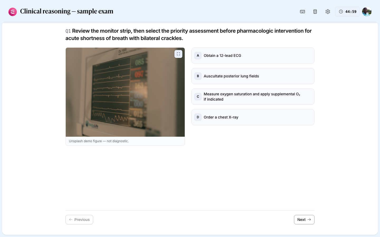 Exam lock delivery shell (light mode)