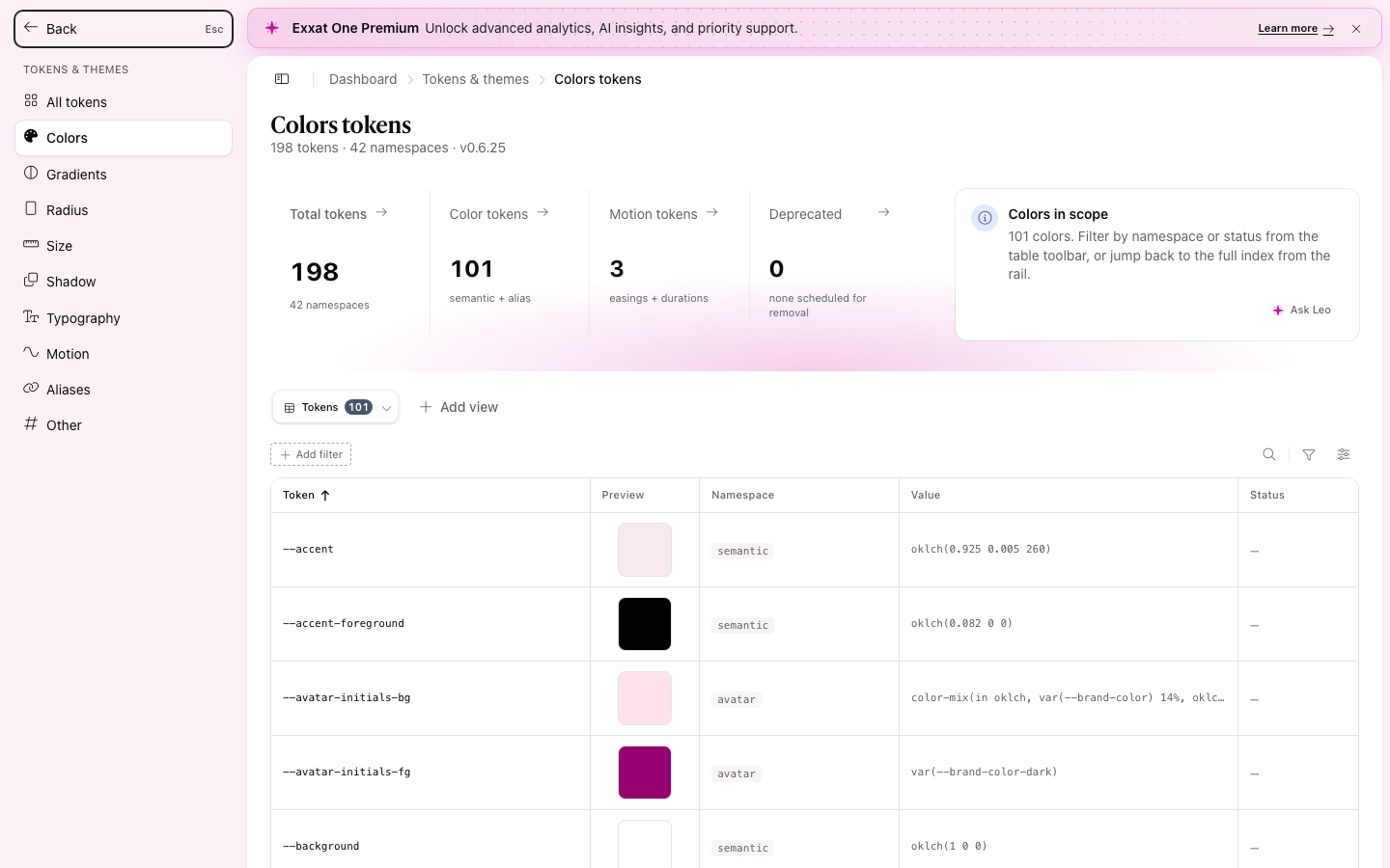 SidebarDrillIn on Tokens and themes (light mode)